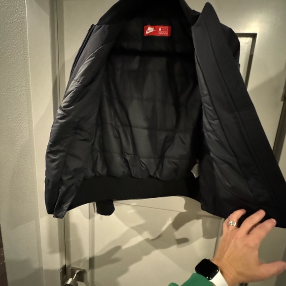 Women's Nike Air Woven Black Insulated Pilot Flight Bomber Zip Up Jacket Sz S! - Picture 9 of 13